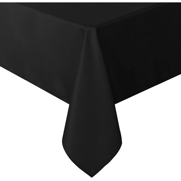 Essential Home Solid Black Rectangular Fabric Tablecloth Table Cloth 60x84"